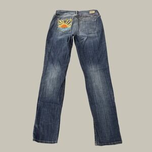 Gray Saks Fifth Avenue Best Friend Jeans Women 25 Blue Embroidered Sun